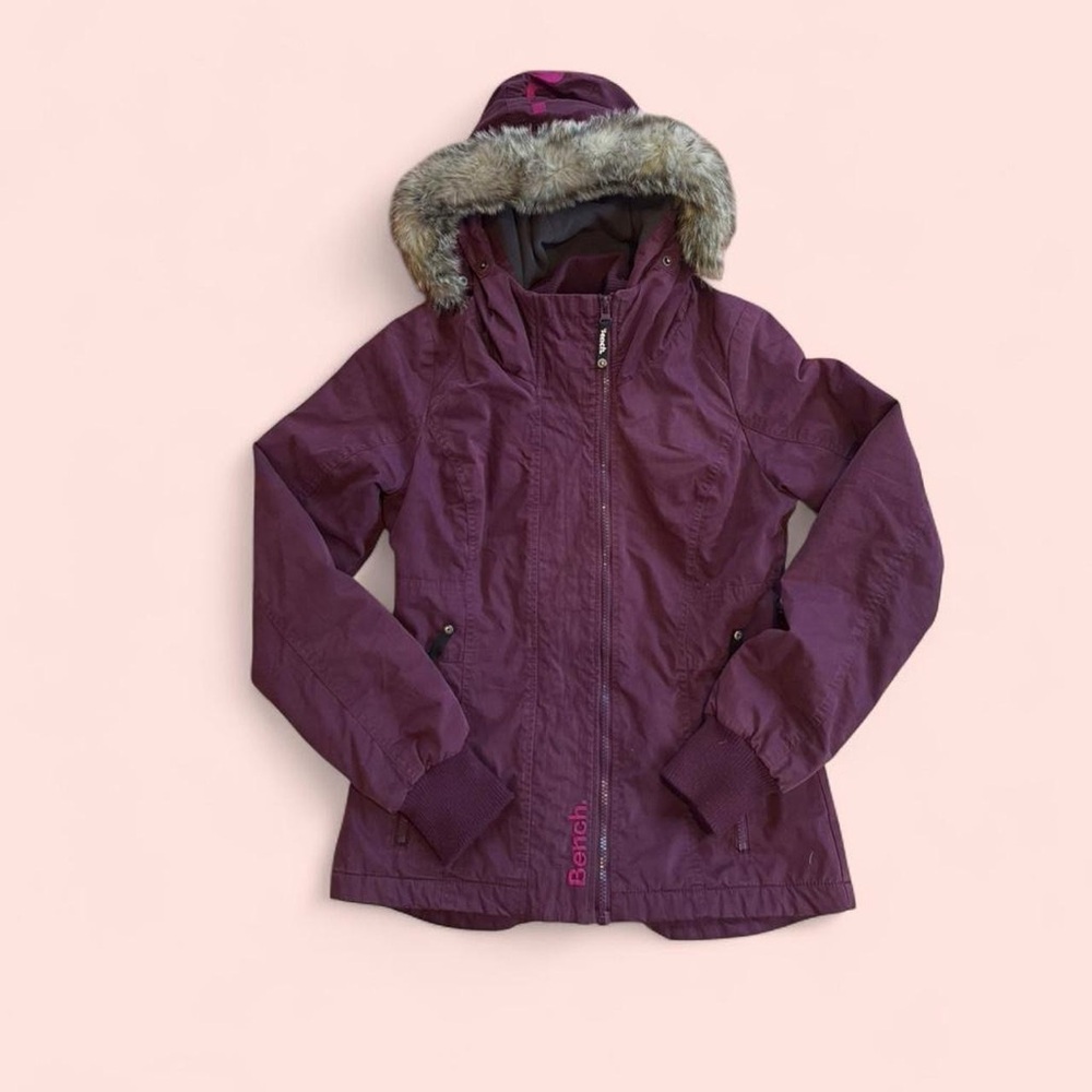 Bench Plum Hooded Jacket with Faux Fur
